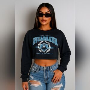 Nicaragua Sweatshirt Intienda Fachento Mediano Cropped L/S Blue Lagos Y Volcanos